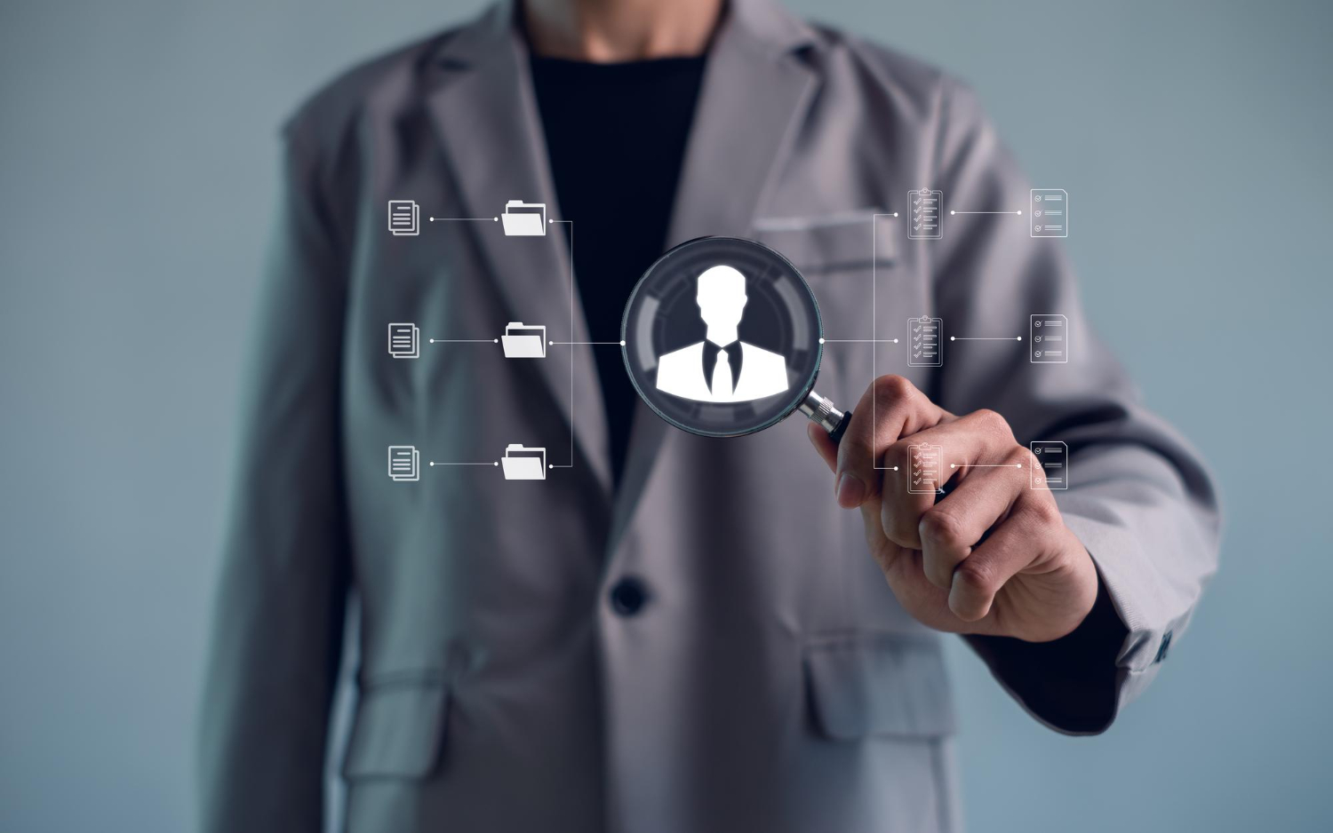 HR professional explaining transparent background screening to job candidate